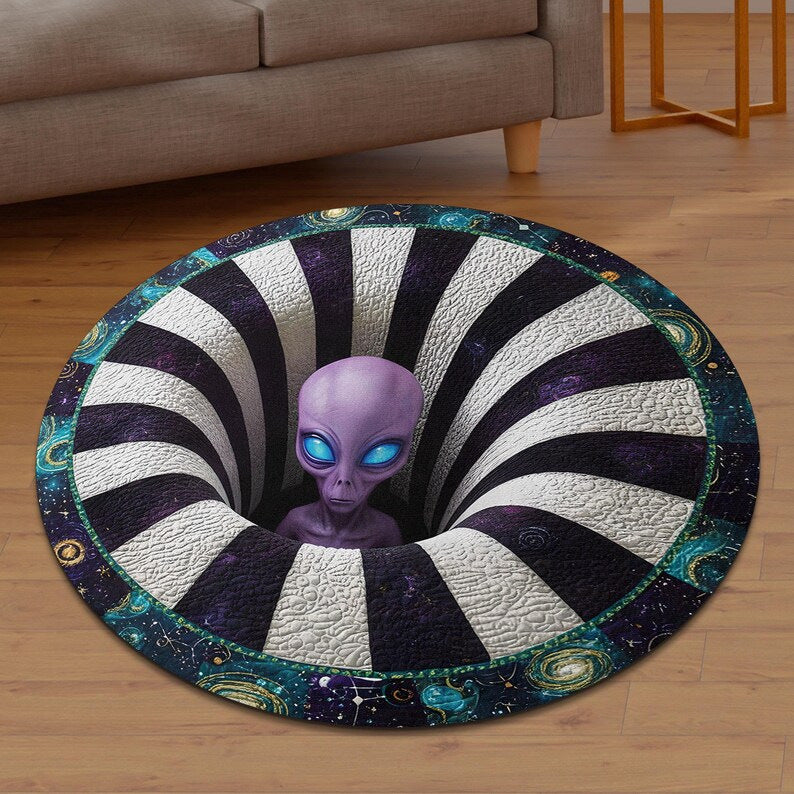 Alien-Themed 3D Illusion Area Rug