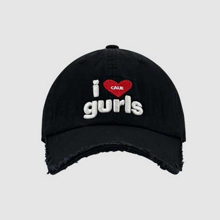 Women's Distressed Cotton Baseball Cap with Fun Embroidery Stornfield