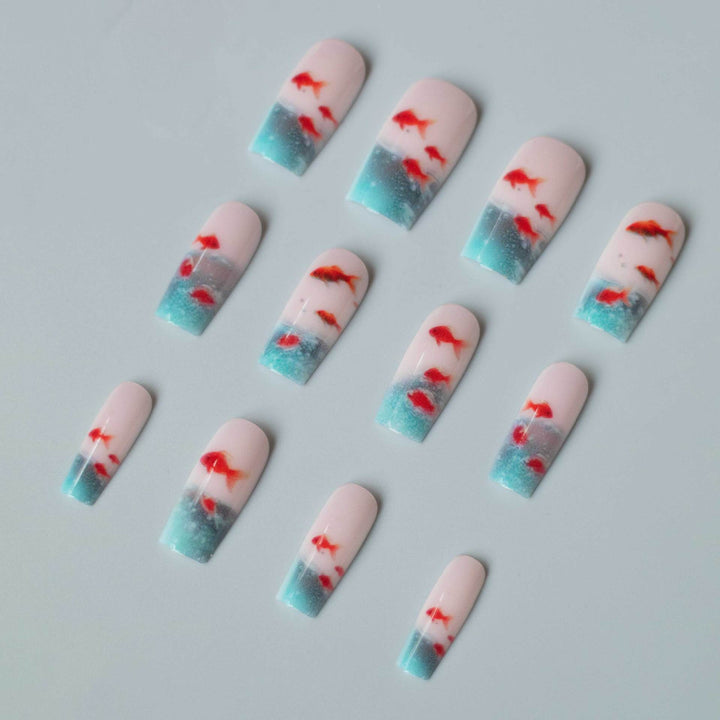 Artistic Aquarium-Inspired Nail Art