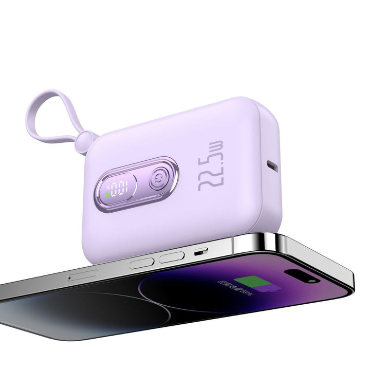 Portable power bank with integrated USB-C port and digital charge status display Stornfield