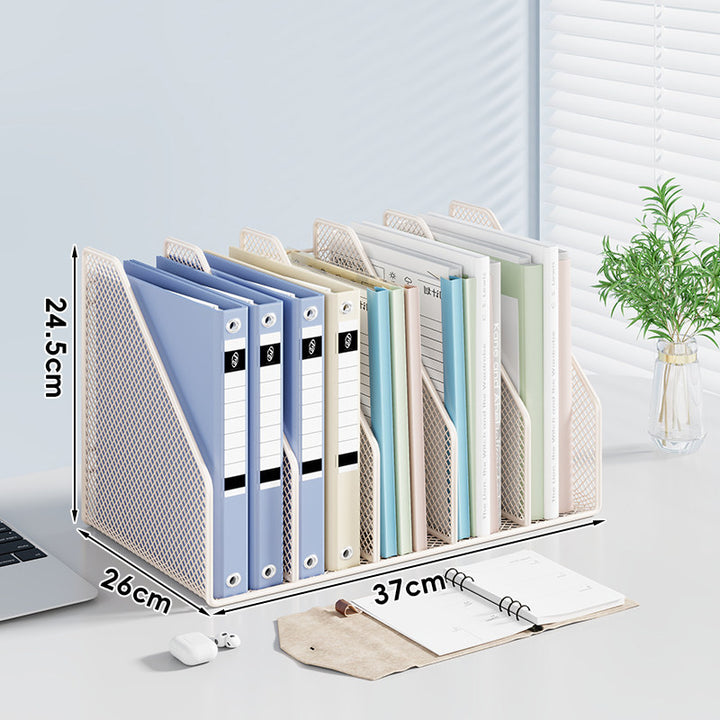 Mesh Desktop Vertical File and Folder Organizer Rack with Wide Slots and Non-Slip Base