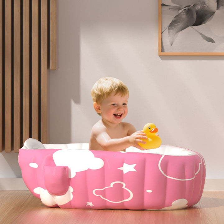 Unisex Inflatable Comfort Bathtub with Side Shelves Stornfield