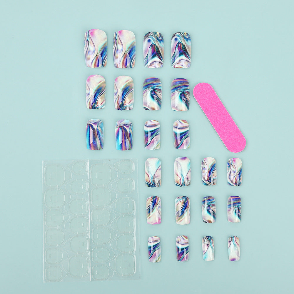 Artificial nail set in modern marble design Stornfield