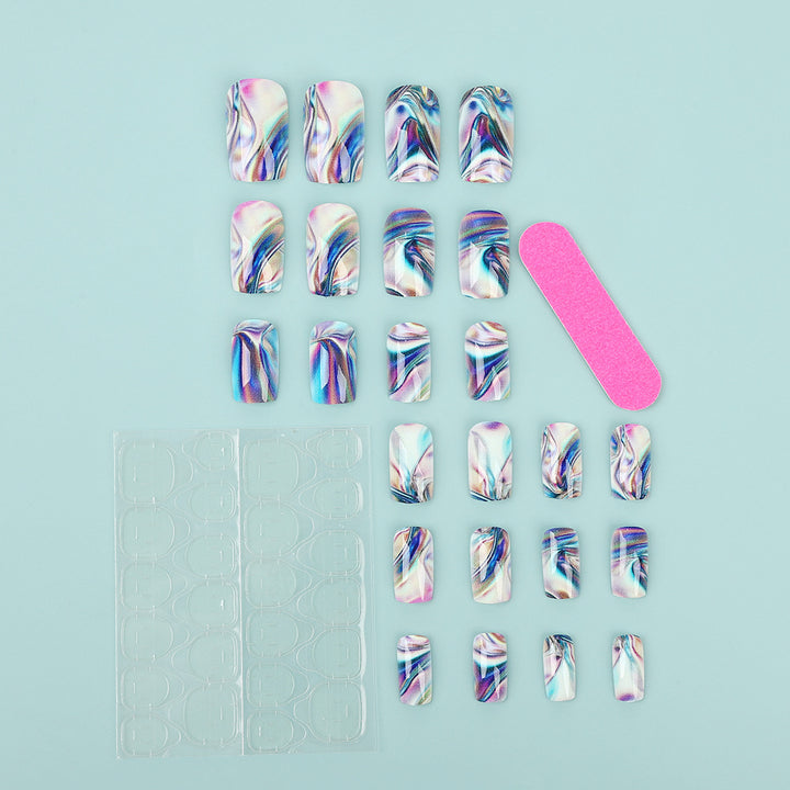 Artificial nail set in modern marble design Stornfield