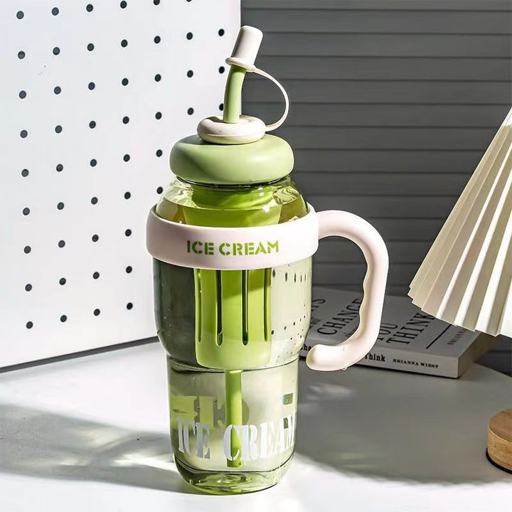Women's multifunctional drinking container with integrated straw and sieve cup Stornfield