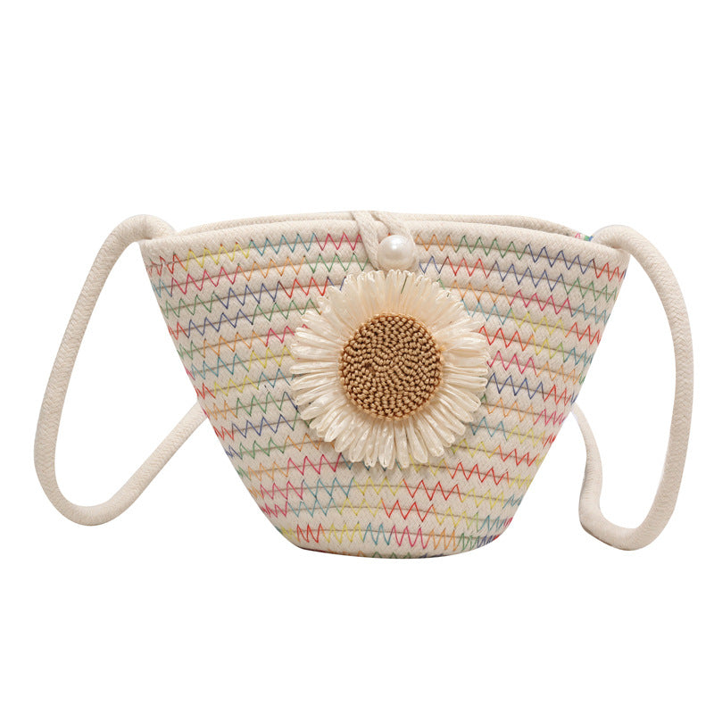 Decorative Floral Woven Bucket Bag