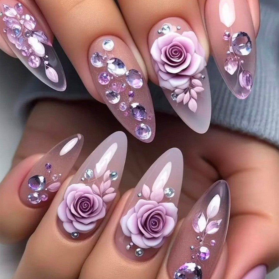 Acrylic nail set with crystal design and sparkling accents Stornfield