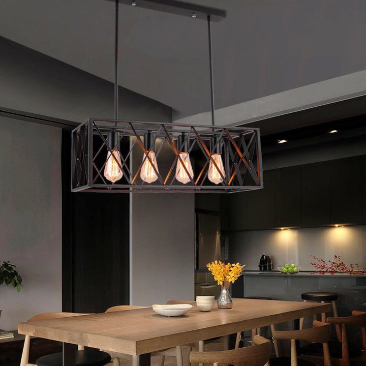 Industrial-Style Rectangular Pendant Light
