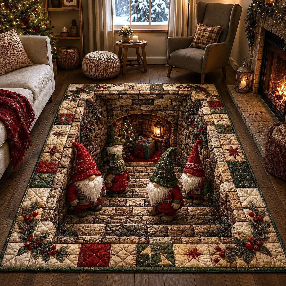 Festive Gnome-Themed Quilted Area Rug for Home