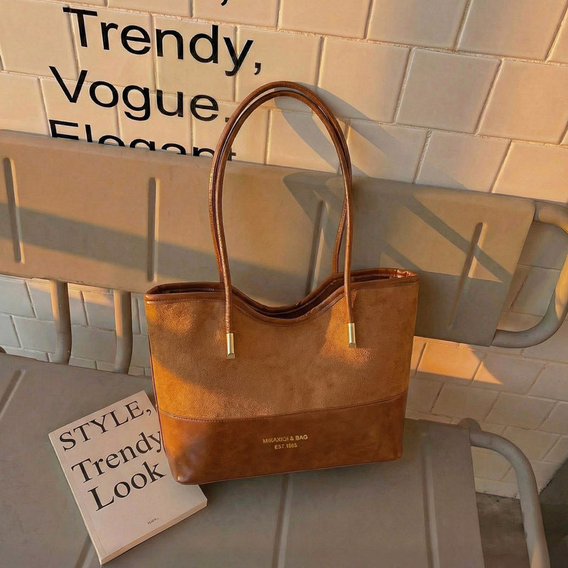 WoStylish Suede and Leather Shoulder Tote Bag Stornfield