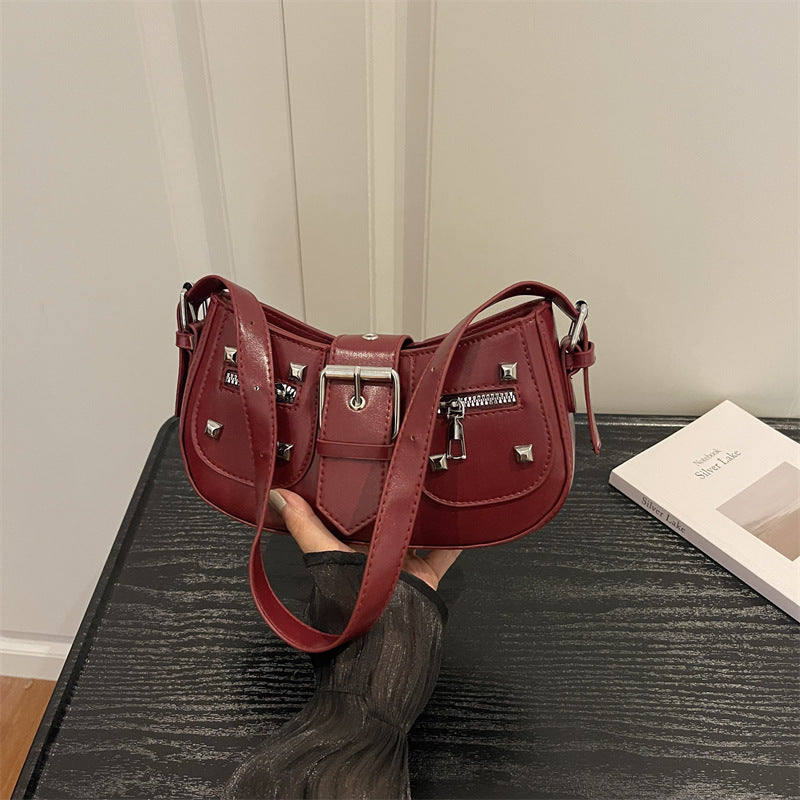 Stylish Studded Denim Handbag