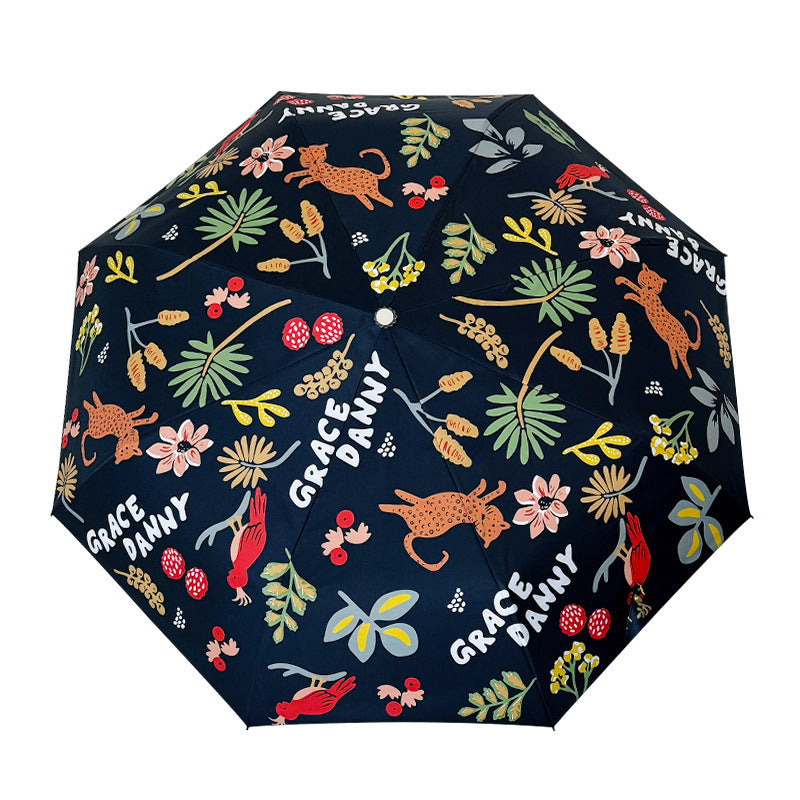 Women Folding Umbrella with Striking Flower Pattern Stornfield