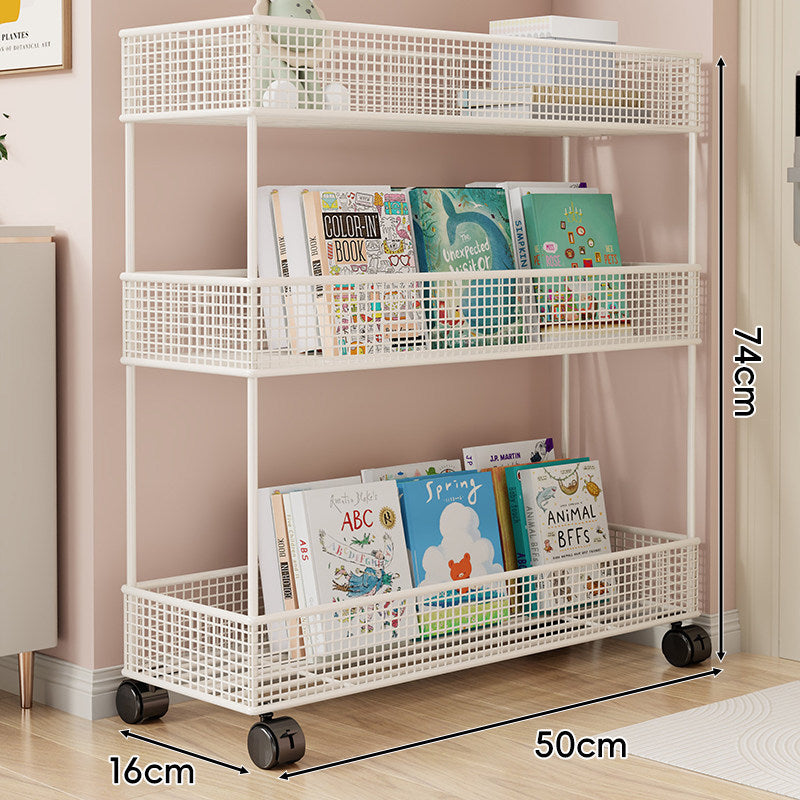 Freestanding Mesh Four-Tier Book and Toy Storage Shelf