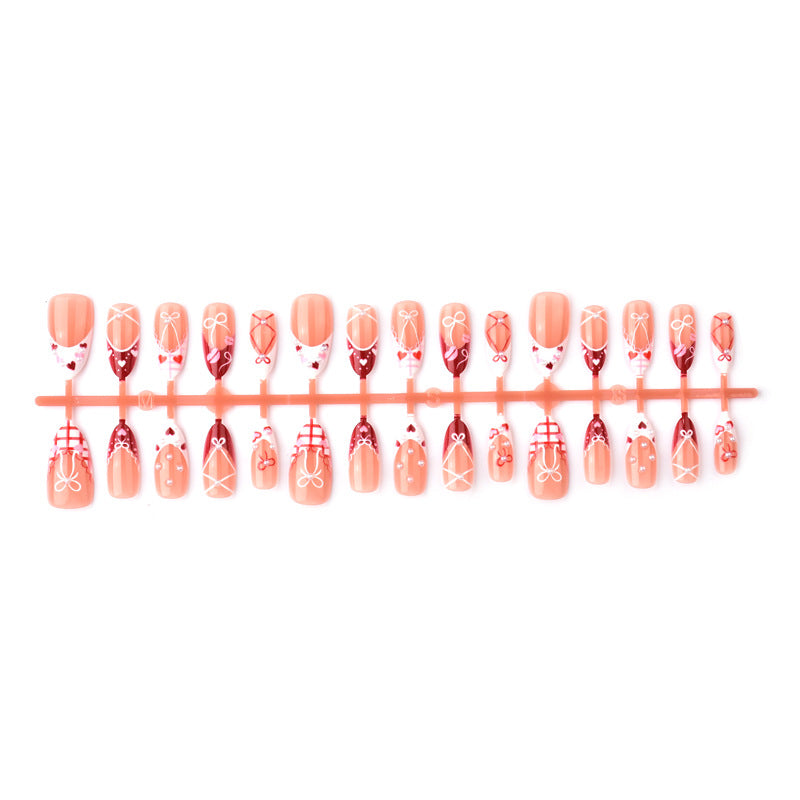 Decorative Press-On Nail Art Set with Bow and Heart Designs Stornfield