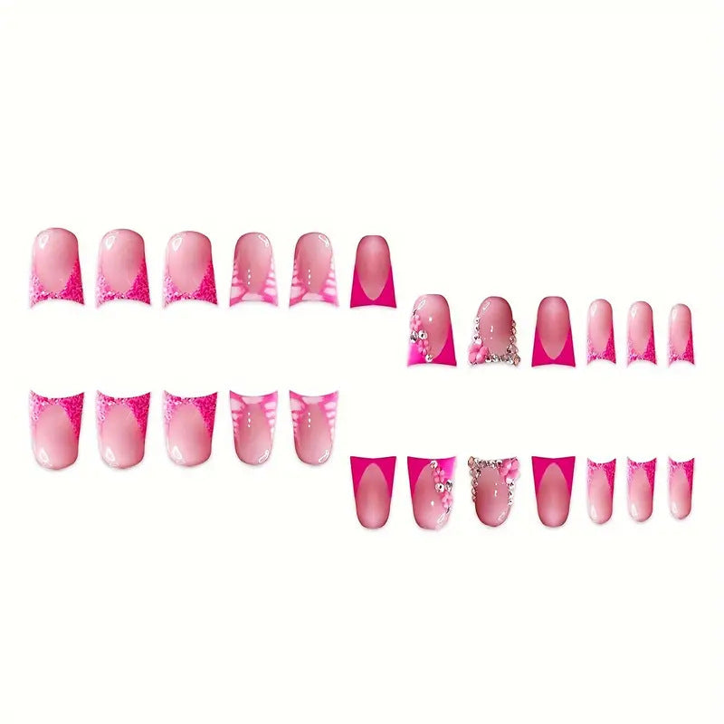 Glamorous Nail Art Set with Floral and Rhinestone Accents Stornfield