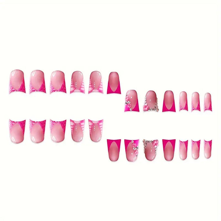 Glamorous Nail Art Set with Floral and Rhinestone Accents Stornfield