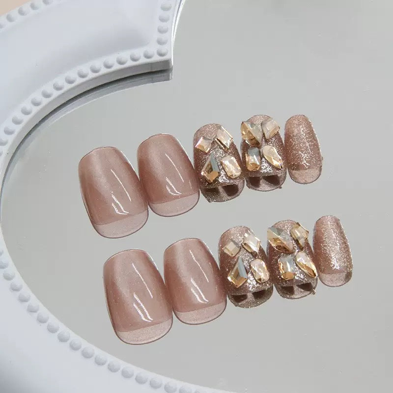 Glitter Nail Set with Luxurious Stone Embellishments Stornfield