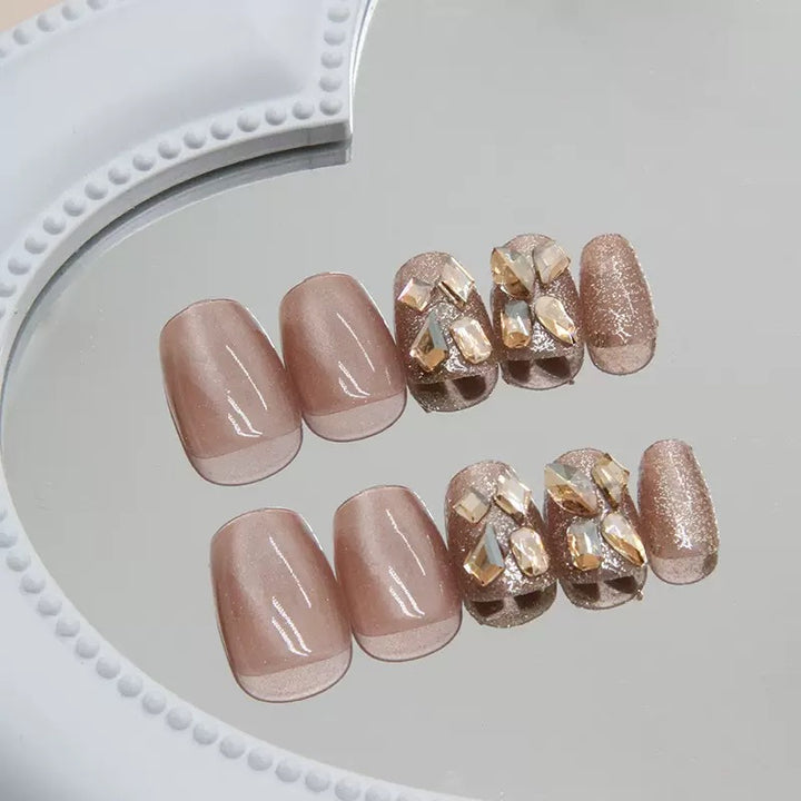 Glitter Nail Set with Luxurious Stone Embellishments Stornfield