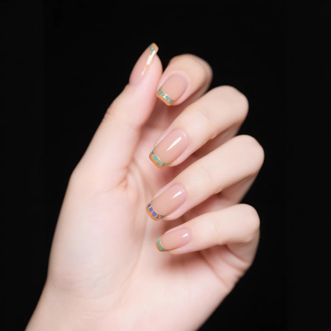 Decorative French Tip Press-On Nails