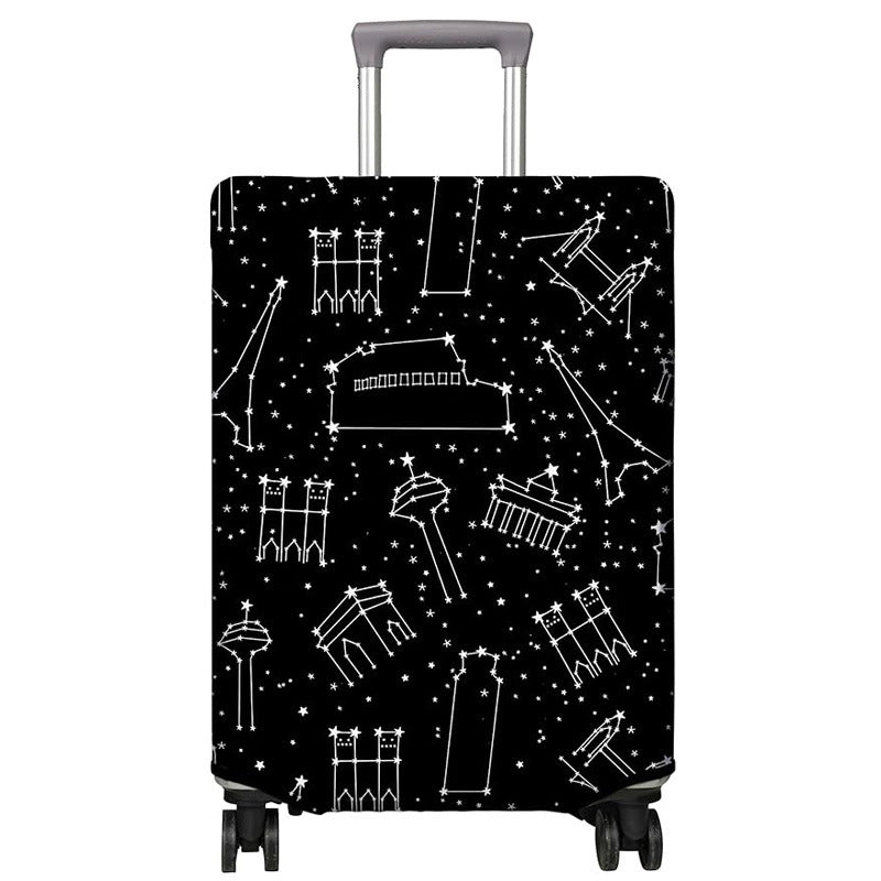 Unisex nan elastic Suitcase Cover with urban Doodle pattern, zipper and all-round protection for 4-wheel trolleys Stornfield