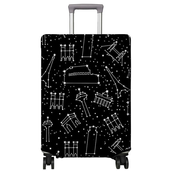 Unisex nan elastic Suitcase Cover with urban Doodle pattern, zipper and all-round protection for 4-wheel trolleys Stornfield