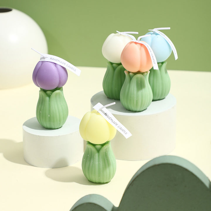 Hand-Poured Sculptural Tulip Bud Decorative Candle