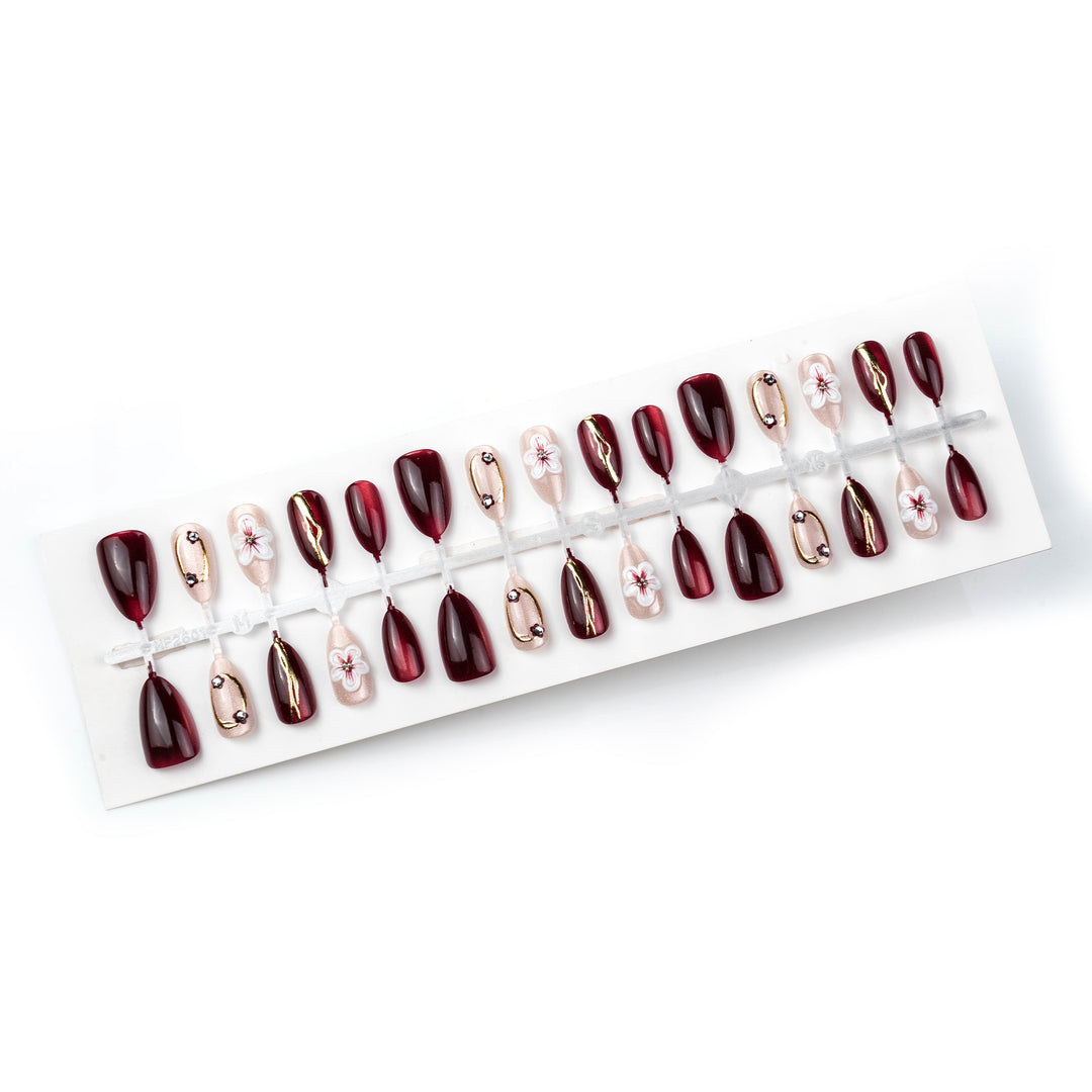 Artistic Floral Embellished Press-On Nail Set Stornfield