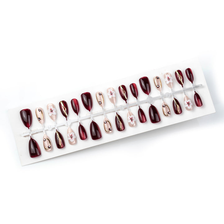 Artistic Floral Embellished Press-On Nail Set Stornfield