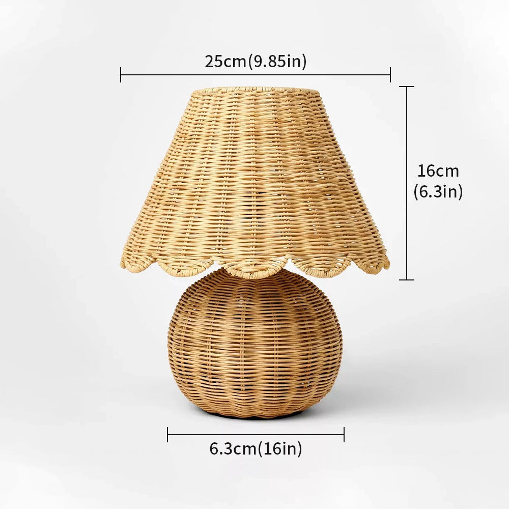 Woven Rattan Table Lamp with Decorative Shade