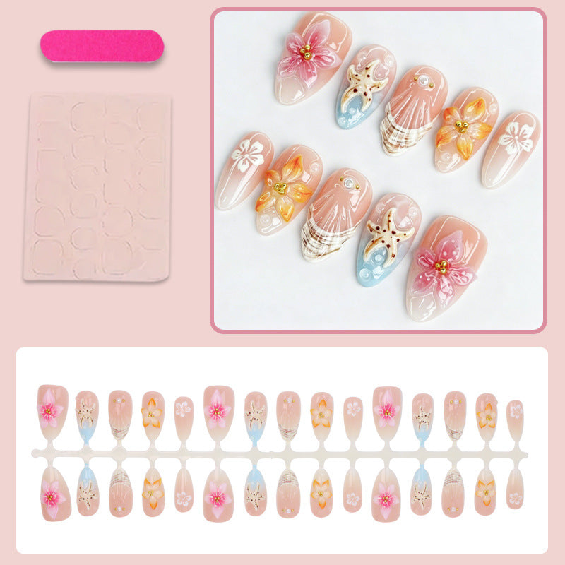Artificial nail set with floral motifs and radiant accents Stornfield