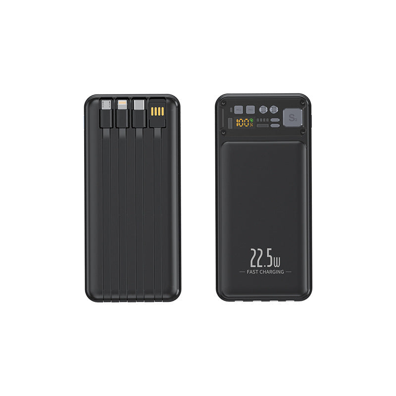Power bank with integrated cable system and digital charging display Stornfield