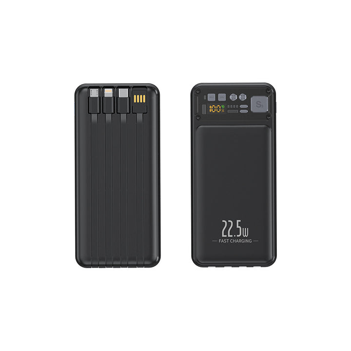 Power bank with integrated cable system and digital charging display Stornfield