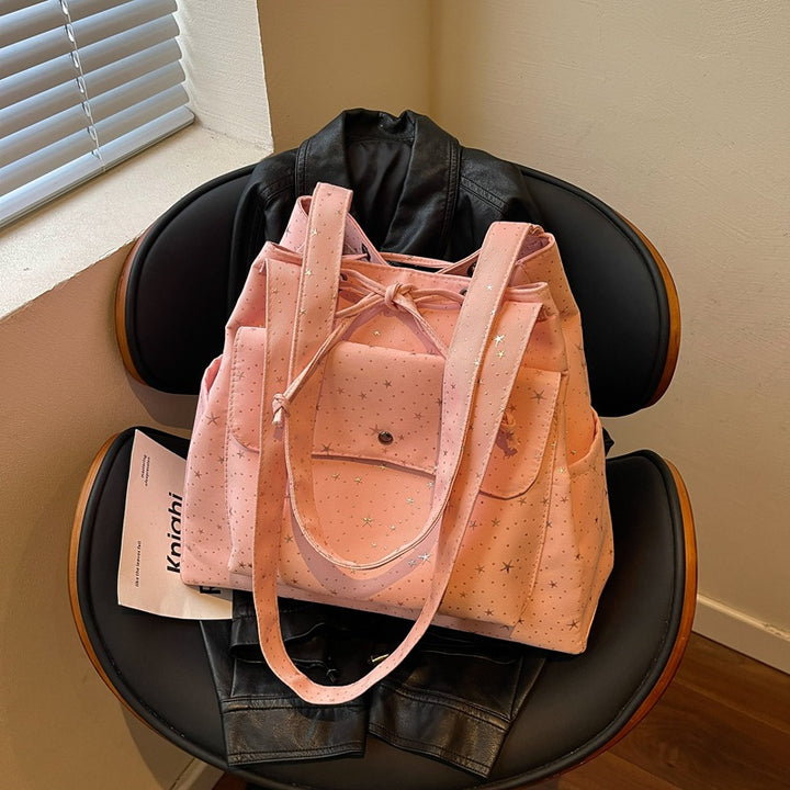 Versatile Casual Tote Bag with Star Print