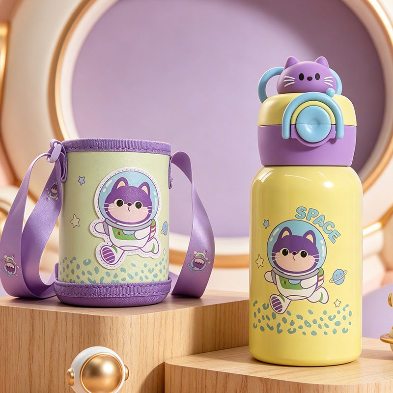 Women's insulated drinking bottle with cute dog design and practical carrying strap Stornfield