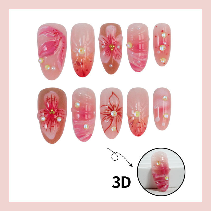Artificial nail set with exquisite floral and 3D decorations Stornfield