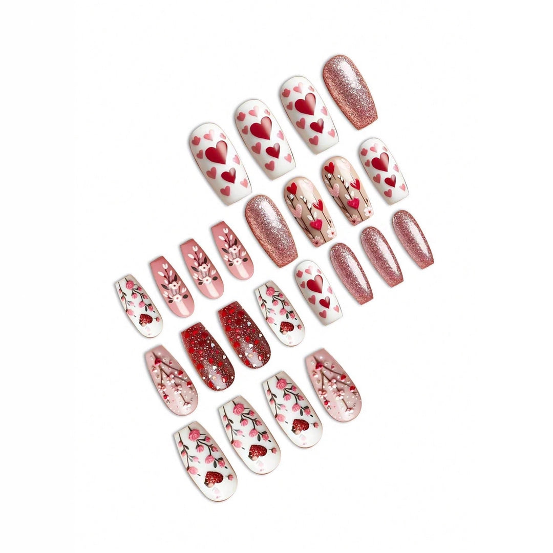 Heart-Themed Decorative Press-On Nail Art Stornfield
