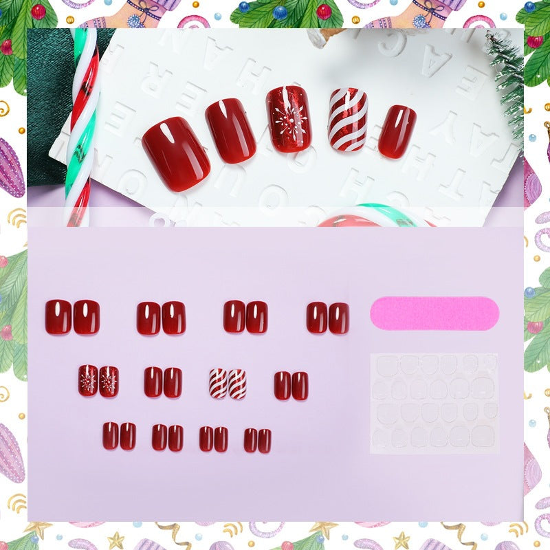 Artificial nail set with festive Christmas design and luxurious shine Stornfield