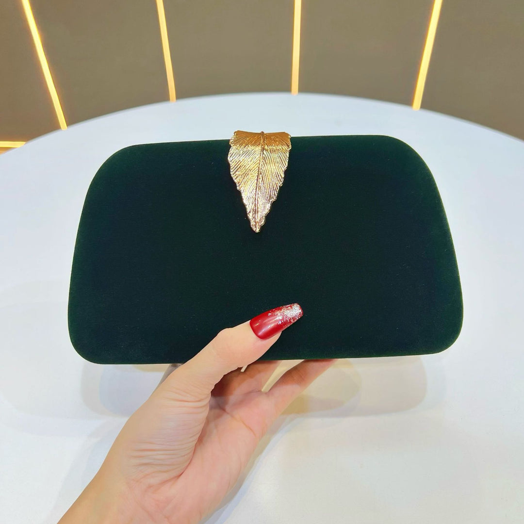Elegant Leaf-Accented Evening Clutch