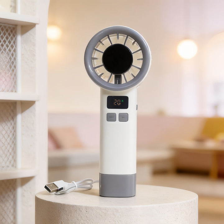 Women Portable Handheld Fan with Digital Temperature Display Stornfield