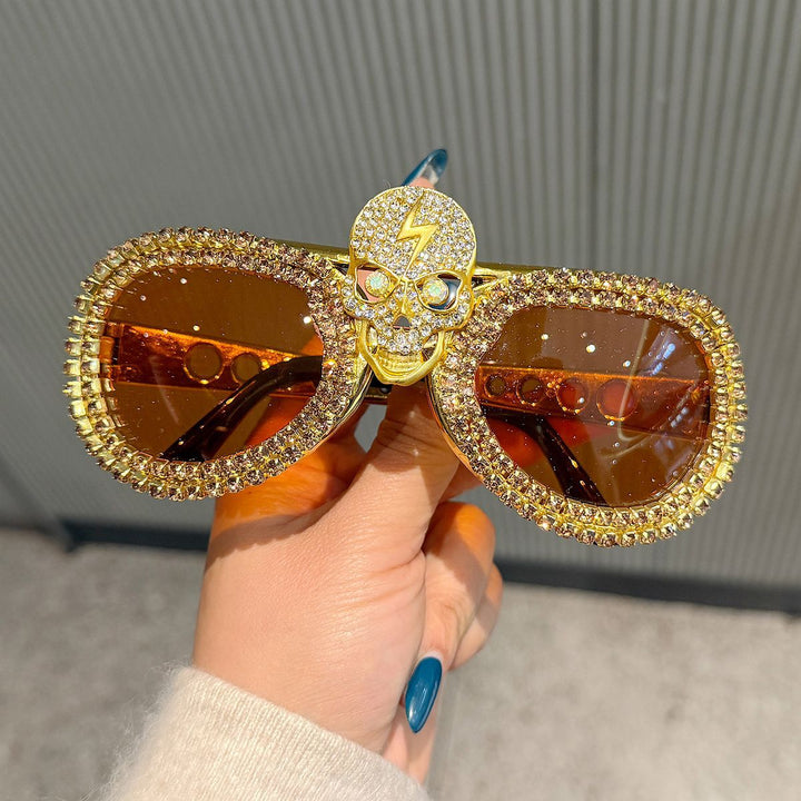 Women's statement sunglasses with eye-catching skull design and sparkling crystal detailing Stornfield