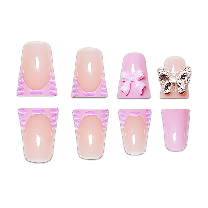 Decorative Press-On Nail Art Set with Butterfly and Bow Accents Stornfield