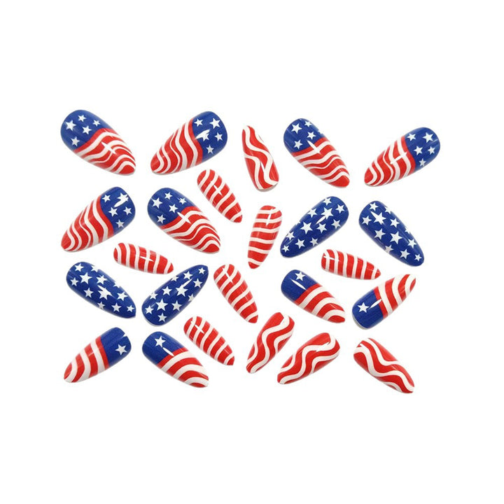 Artificial Nails in Patriotic Waves and Stars Design Stornfield
