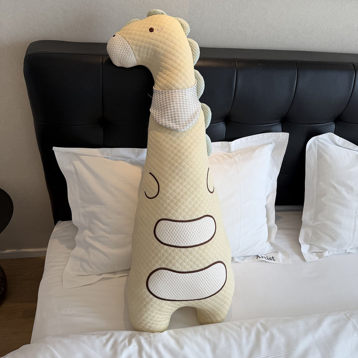 Large cuddly duck body pillow with hat and striped cotton cover