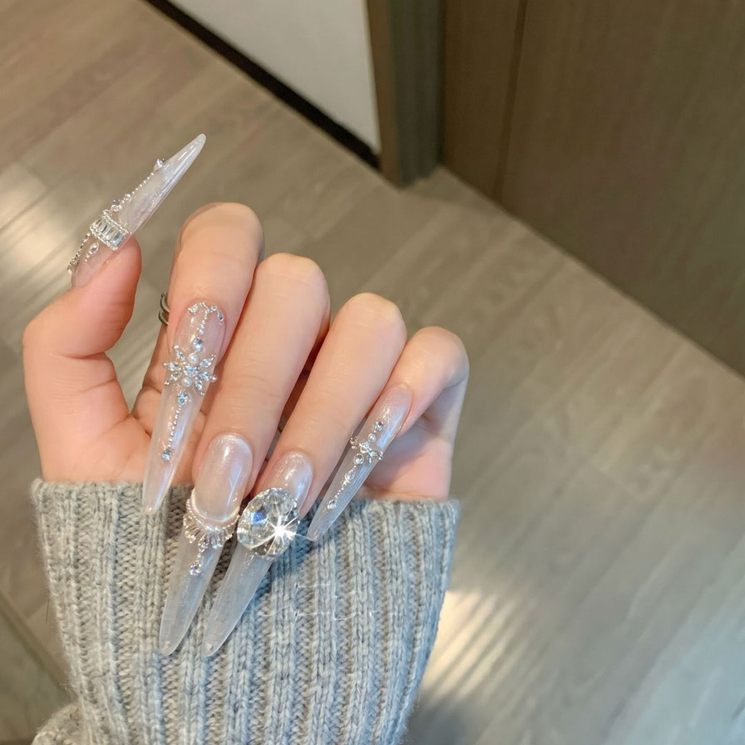 Premium Rhinestone-Embellished Press-On Nail Set Stornfield