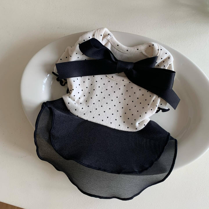 Polka Dot Chiffon Pet Dress with Grosgrain