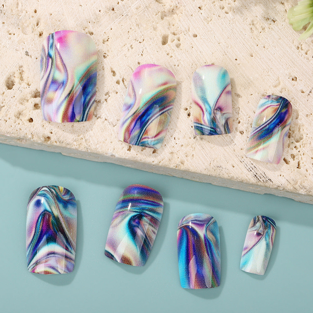 Artificial nail set in modern marble design Stornfield