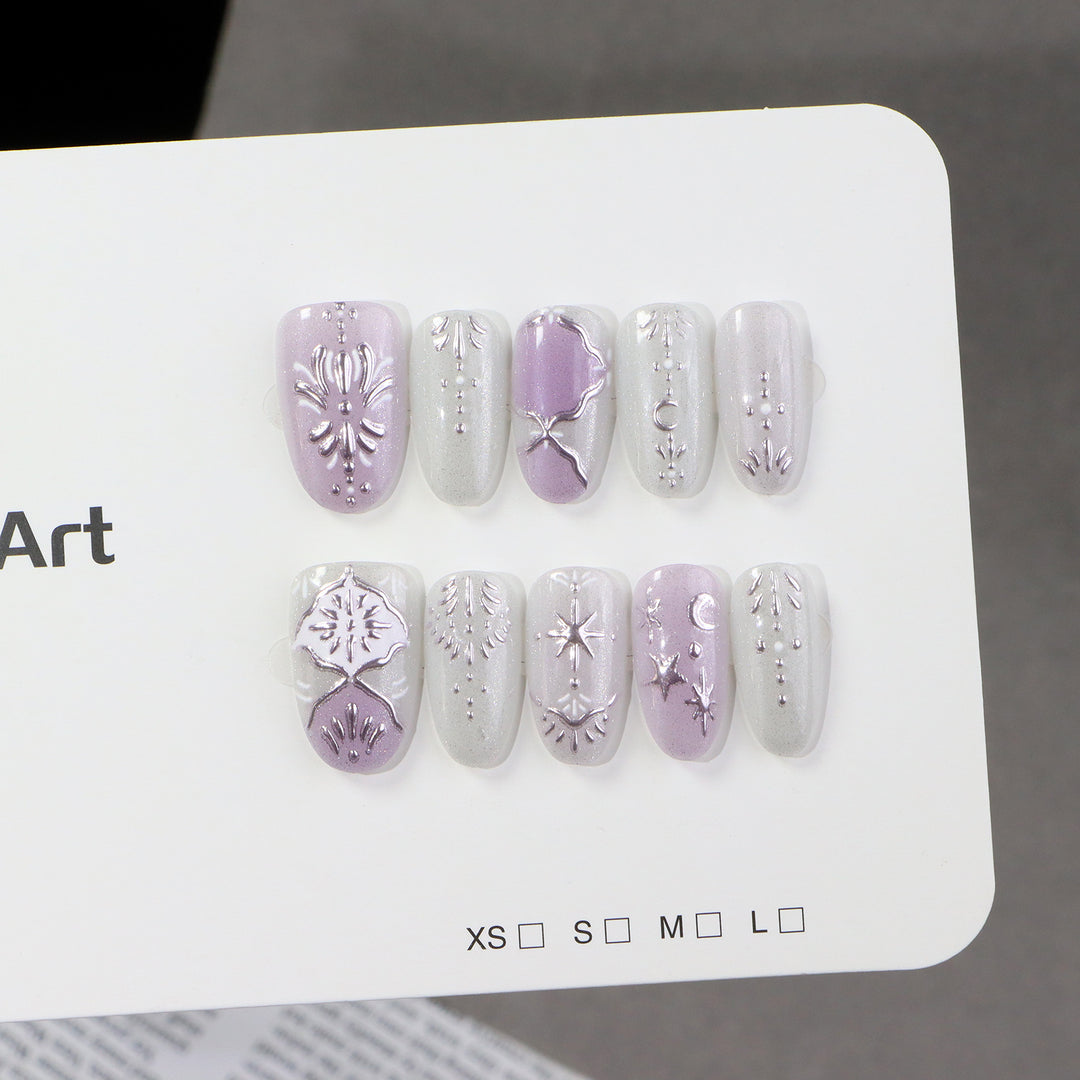 Decorative Metallic Press-On Nail Art Set Stornfield