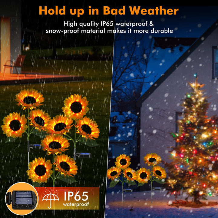Solar-Powered Outdoor Garden Stake Lights With Realistic Sunflower Blooms And Waterproof Solar Controller Stornfield