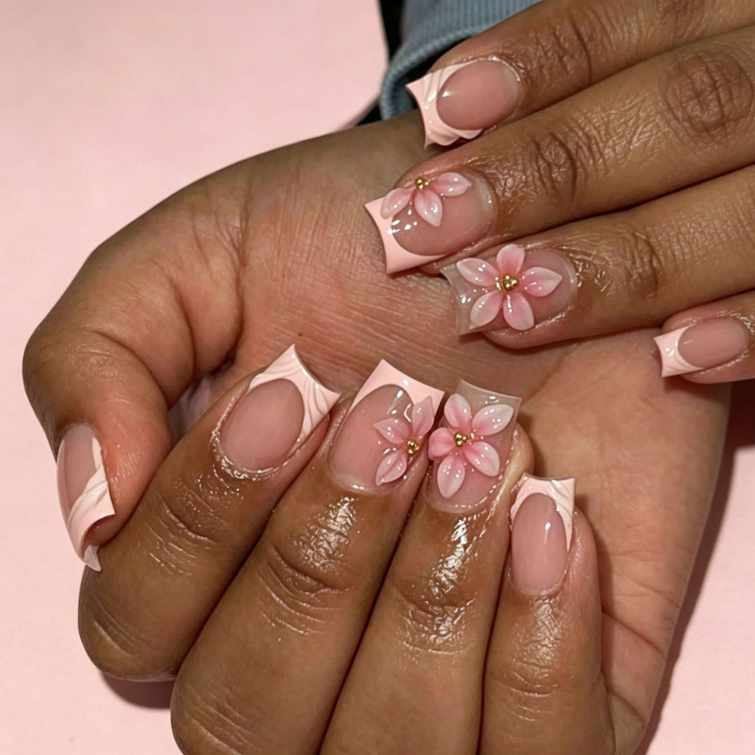 Floral Acrylic Nail Art Tips Stornfield
