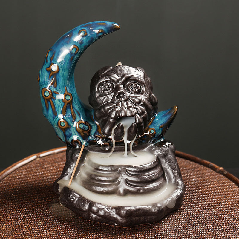 Artistic Skull-Themed Incense Burner